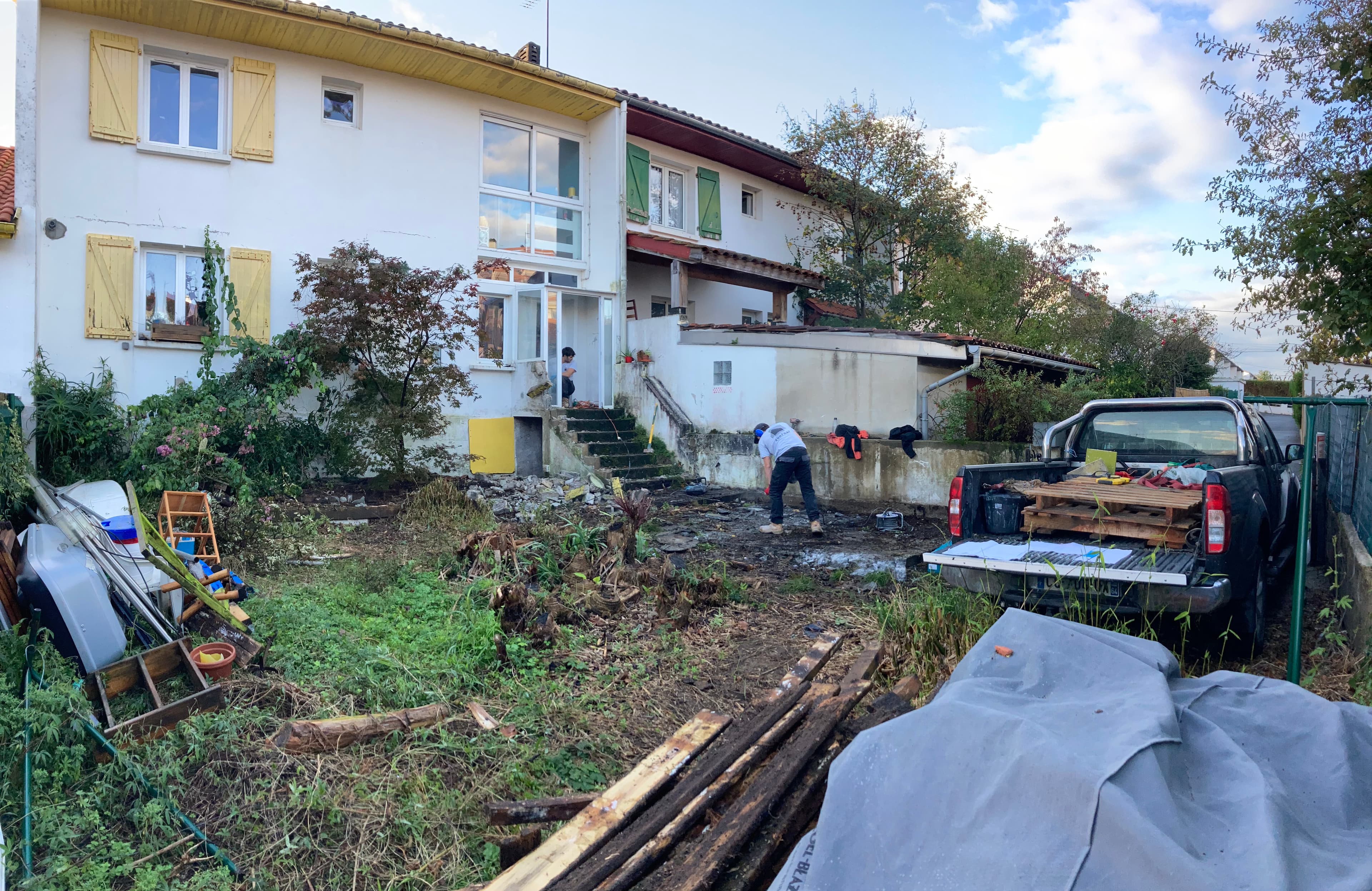 Studio réalisé en brique de chanvre Biosys et enduit chaux.